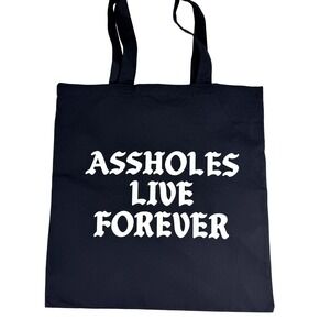 A-holes Live Forever Black Graphic Tote Bag Q-Tees of California‎ Cotton Canvas